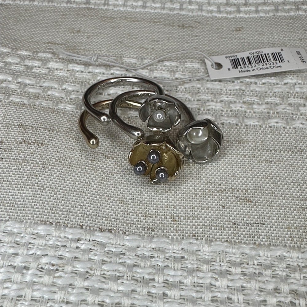 COACH TEA ROSE PEARL RING SET STYLE NO. 90992 - Picture 2 of 3